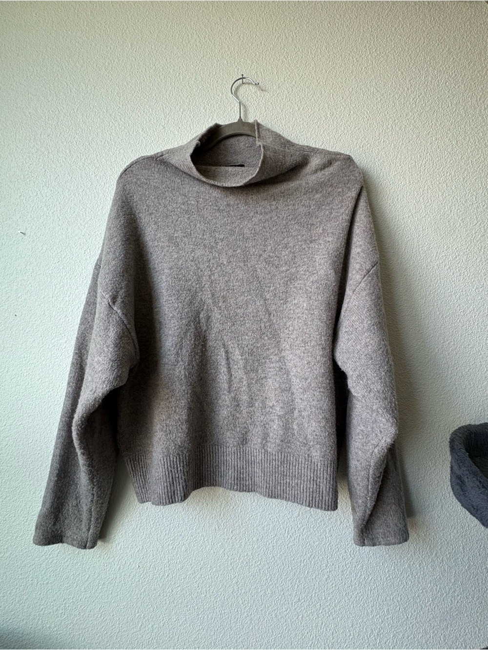 Ann Taylor Relaxed Cowl Neck Sweater in Taupe Heather